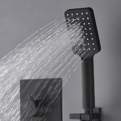 HMR 16" Standard Shower System with Hand Shower and 3 Body Jets - Black