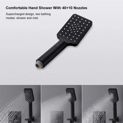 HMR 20'' Standard Shower System with Hand Shower and 3 Body Jets - Black