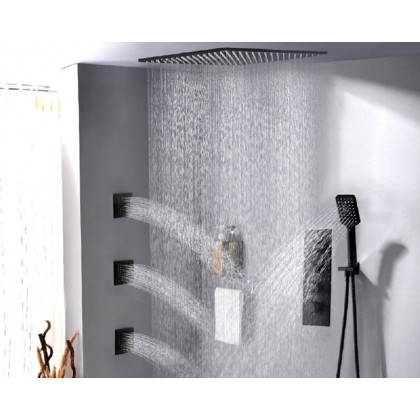 HMR - 20'' Thermostatic Shower System with Hand Shower and 3 Body Jets
