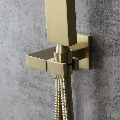 HMR - Thermostatic Shower System with Hand Shower and 3 Body Jet Sprays in Brushed Gold