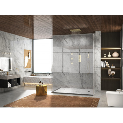HMR - Thermostatic Shower System with Hand Shower and 3 Body Jet Sprays in Brushed Gold