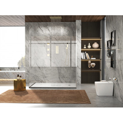 HMR - Thermostatic Shower System with Hand Shower and 3 Body Jet Sprays in Brushed Gold