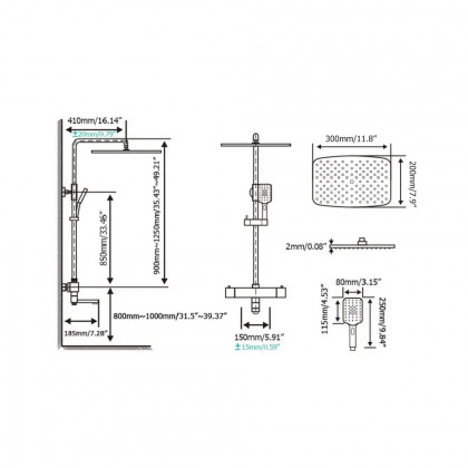 HMR - Shower Fixture Brass with Handheld Shower in Brushed Nickel