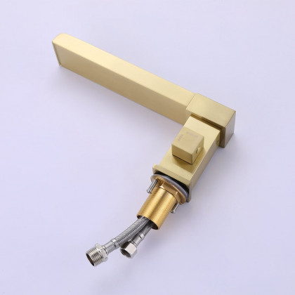 HMR - Mill Deck-Mount Waterfall Faucet with Handshower in Brushed Gold