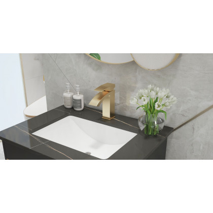 HMR Single Hole Deck Mounted Bathroom Sink Faucet - Brushed Gold