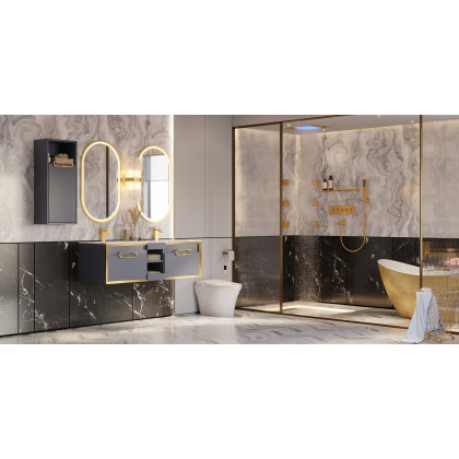 HMR Single Hole Deck Mounted Bathroom Sink Faucet - Brushed Gold