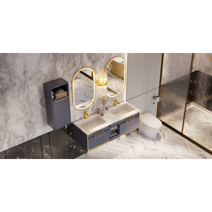 HMR Single Hole Deck Mounted Bathroom Sink Faucet - Brushed Gold