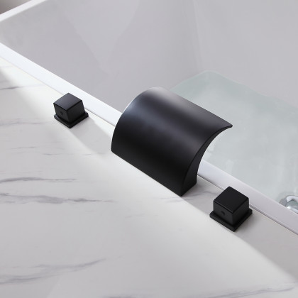 HMR - Victoria Double Handle Brass Deck Mounted Faucet in Matte Black