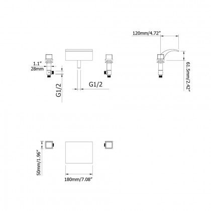 HMR - Victoria Double Handle Brass Deck Mounted Faucet in Matte Black