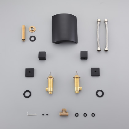HMR - Victoria Double Handle Brass Deck Mounted Faucet in Matte Black