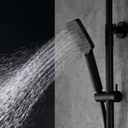 HMR - Exposed Rainfall Thermostatic Shower Fixture with Hand Shower in Matte Black