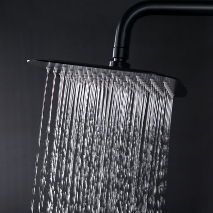 HMR - Exposed Rainfall Thermostatic Shower Fixture with Hand Shower in Matte Black