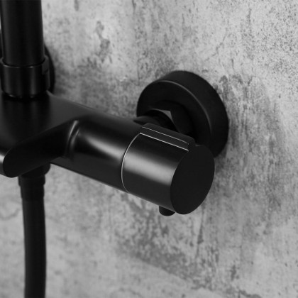 HMR - Exposed Rainfall Thermostatic Shower Fixture with Hand Shower in Matte Black