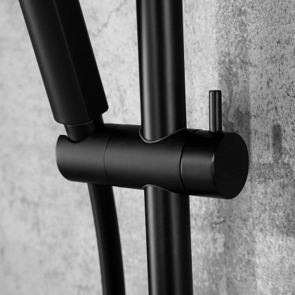 HMR - Exposed Rainfall Thermostatic Shower Fixture with Hand Shower in Matte Black
