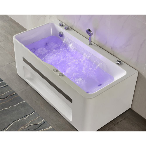 HMR 67'' Massage Bathtub with Ambient Lighting 97-Gallon Capacity - White