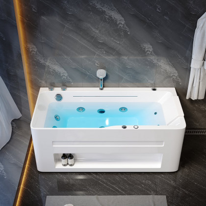HMR 67'' Massage Bathtub with Ambient Lighting 97-Gallon Capacity - White