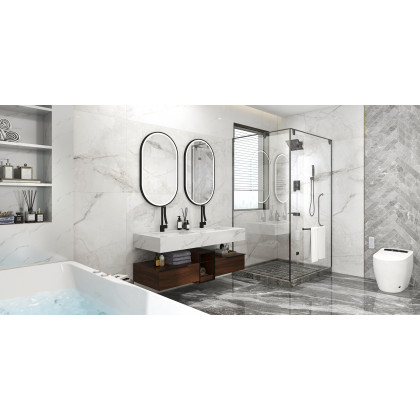 HMR 67'' Massage Bathtub with Ambient Lighting 97-Gallon Capacity - White