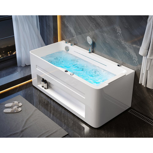 HMR 60'' Massage Bathtub with Ambient Lighting 89-Gallon Capacity - White