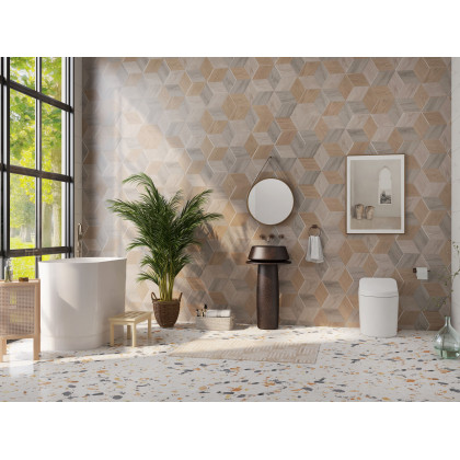 HMR - Vintage Retro Kaolin Clay Pedestal Sink Freestanding Bathroom Sink in Antique Brass