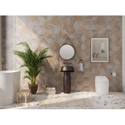 HMR - Vintage Retro Kaolin Clay Pedestal Sink Freestanding Bathroom Sink in Antique Brass