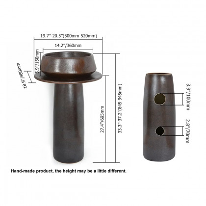 HMR - Vintage Retro Kaolin Clay Pedestal Sink Freestanding Bathroom Sink in Antique Brass