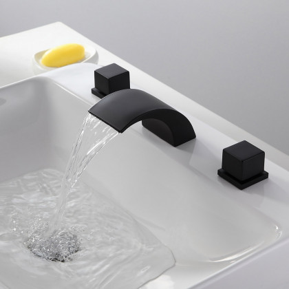 HMR - Victoria Waterfall 2-Handle Sink Faucet in White and Black