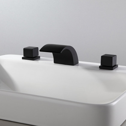 HMR - Victoria Waterfall 2-Handle Sink Faucet in White and Black