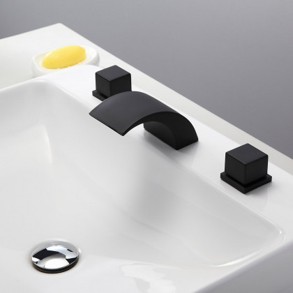 HMR - Victoria Waterfall 2-Handle Sink Faucet in White and Black