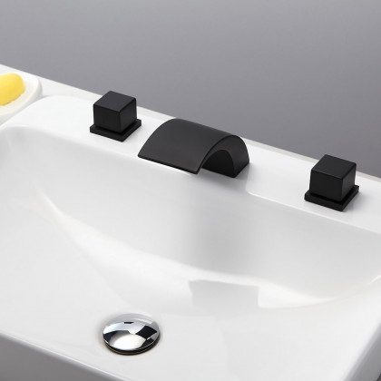 HMR - Victoria Waterfall 2-Handle Sink Faucet in White and Black