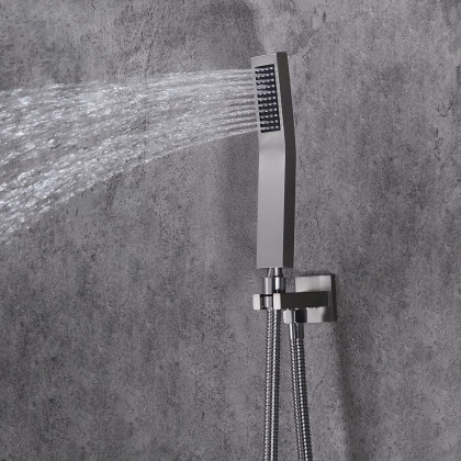 HMR - 16" Rain Thermostatic Shower System with Hand Shower in Brushed Nickel