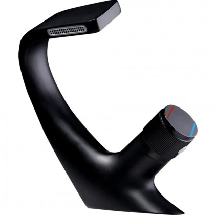 HMR - Contemporary Creative Single Handle 1-Hole Waterfall Bathroom Sink Faucet in Black