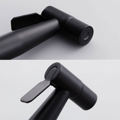 HMR - Modern Retractable Wall-Mounted Kitchen Faucet with Spray in Black