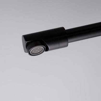 HMR - Modern Retractable Wall-Mounted Kitchen Faucet with Spray in Black