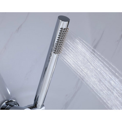HMR Stev Series Modern Wall-Mount Swivel Bathtub Filler Faucet with Handshower - Polished Chrome