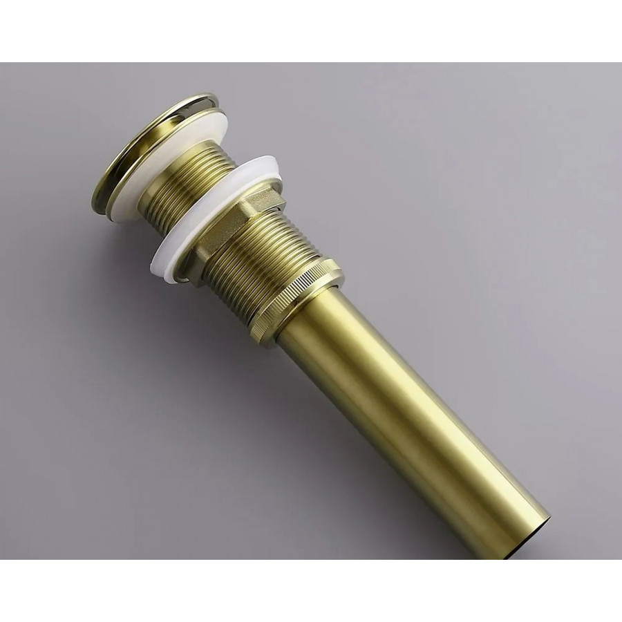 HMR Modern Bathroom Sink Pop Up Drain without Overflow - Brushed Gold