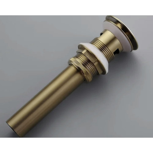 HMR Modern Bathroom Sink Pop Up Drain with Overflow - Brushed Gold