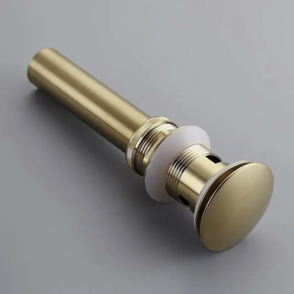 HMR Modern Bathroom Sink Pop Up Drain with Overflow - Brushed Gold