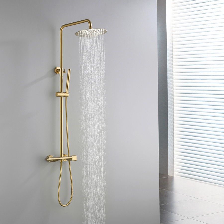 HMR - 10" Luxury Shower Fixture with Rainfall Shower Head in Brushed Gold