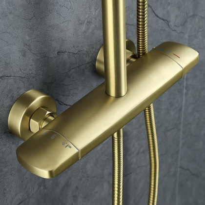 HMR - 10" Luxury Shower Fixture with Rainfall Shower Head in Brushed Gold