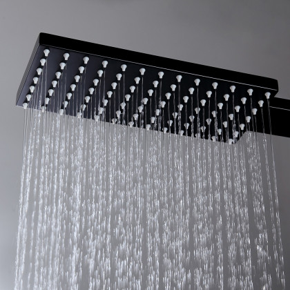 HMR - Shower Fixture with Rain Shower Head and Hand Shower in Black