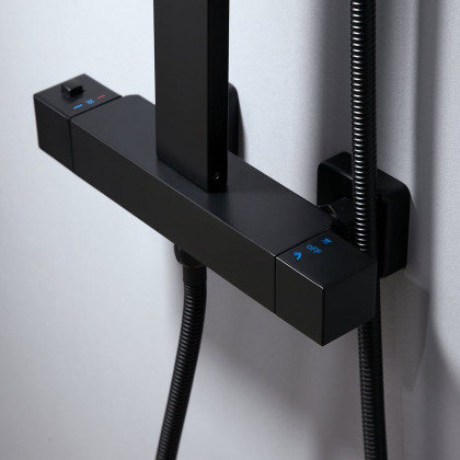 HMR - Shower Fixture with Rain Shower Head and Hand Shower in Black