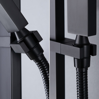 HMR - Shower Fixture with Rain Shower Head and Hand Shower in Black