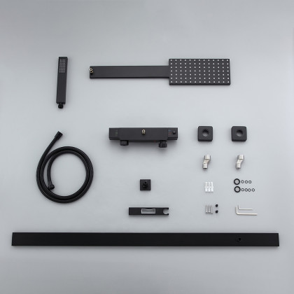 HMR - Shower Fixture with Rain Shower Head and Hand Shower in Black