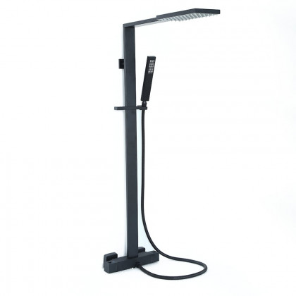 HMR - Shower Fixture with Rain Shower Head and Hand Shower in Black