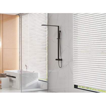 HMR - Shower Fixture with Rain Shower Head and Hand Shower in Black