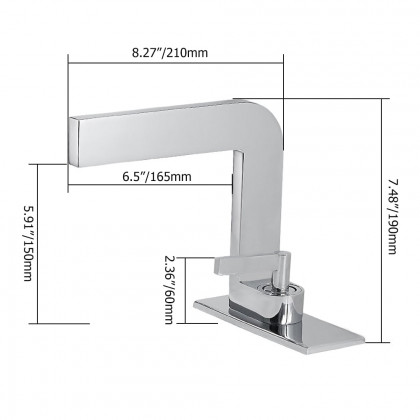 HMR Waterfall Single Handle Bathroom Sink Faucet with Escutcheon - Chrome
