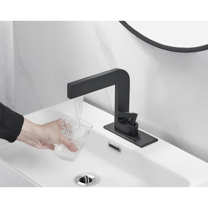 HMR - Waterfall Single Handle Bathroom Sink Faucet with Escutcheon