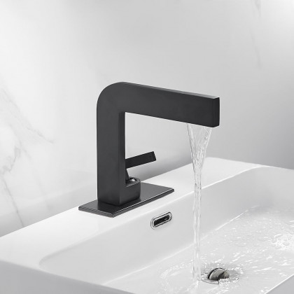 HMR - Waterfall Single Handle Bathroom Sink Faucet with Escutcheon
