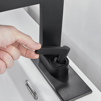 HMR - Waterfall Single Handle Bathroom Sink Faucet with Escutcheon