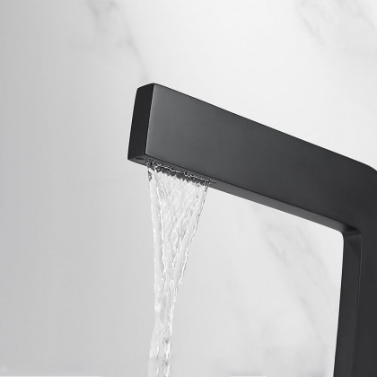 HMR - Waterfall Single Handle Bathroom Sink Faucet with Escutcheon